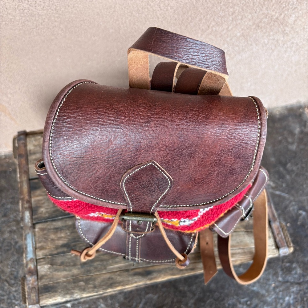 Hand Crafted Moroccan Boho Leather Backpack - image 5